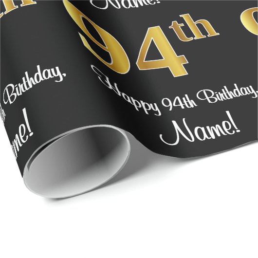 94e verjaardag: luxe luxueuze Faux Gold-look # Cadeaupapier (Rol Hoek)