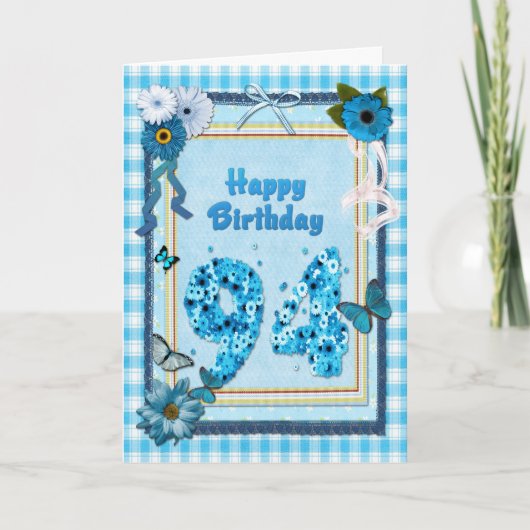 94e verjaardag met een scrapbook-effect kaart (Voorkant)
