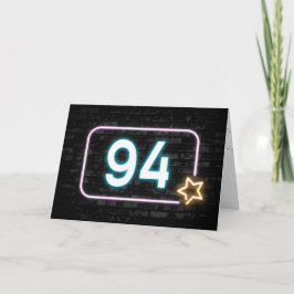 94e verjaardag Neon Sign On Brick Wall Kaart