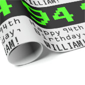 94e verjaardag - Nerdy / Geeky Style "94" en naam Cadeaupapier (Rol Hoek)