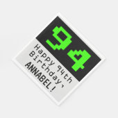 94e verjaardag - Nerdy / Geeky Style "94" & naam Servet (Hoek)