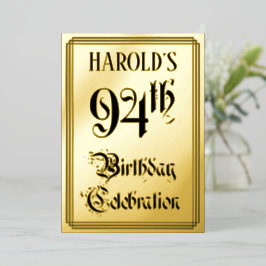 94e verjaardag Partij — Legant Manuscript + de Naa Folie Uitnodiging