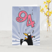 94e verjaardag - Penguin Surprise Kaart (Gele Bloem)