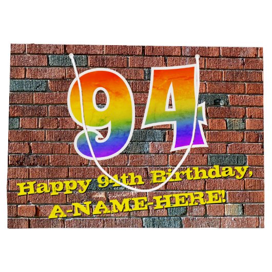 94e verjaardag: Plezier, op graffiti geïnspireerde Groot Cadeauzakje (Achterkant)