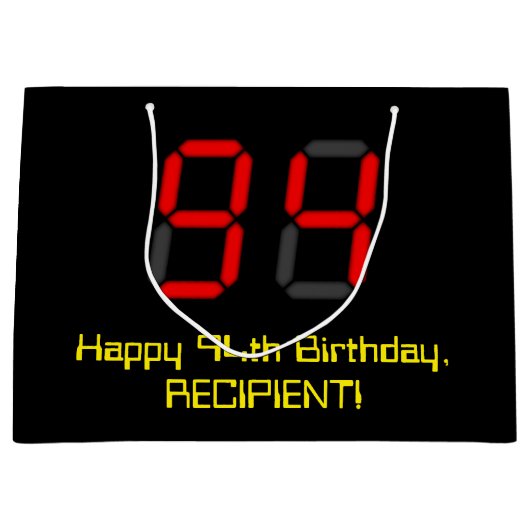 94e verjaardag: Red Digital Clock Style "94" + naa Groot Cadeauzakje (Voorkant)