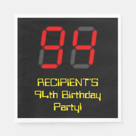 94e verjaardag: Red Digital Clock Style "94" + naa Servet