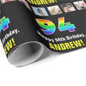 94e verjaardag: Regenboog "94"; Aangepaste foto's  Cadeaupapier (Rol Hoek)