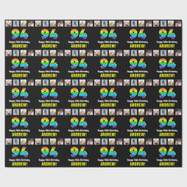 94e verjaardag: Regenboog "94"; Aangepaste foto's  Cadeaupapier