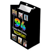 94e verjaardag: Regenboog "94", aangepaste foto's Medium Cadeauzakje (Voorkant Gekanteld)