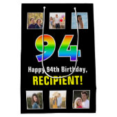 94e verjaardag: Regenboog "94", aangepaste foto's Medium Cadeauzakje (Achterkant)