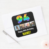 94e verjaardag: Regenboog "94"; Aangepaste foto's Vierkante Sticker (Envelop)