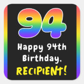 94e verjaardag: Regenboogspectrum # 94, Aangepaste Vierkante Sticker (Voorkant)