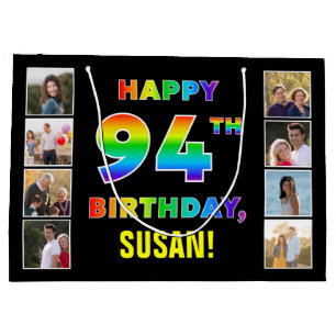 94e verjaardag: regenboogtekst, aangepaste foto's  groot cadeauzakje