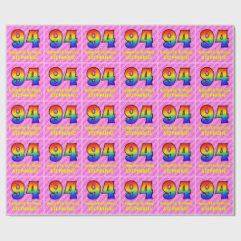 94e verjaardag: roze strips & harten, regenboognr. cadeaupapier