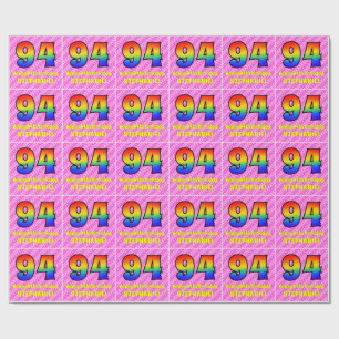 94e verjaardag: roze strips & harten, regenboognr. cadeaupapier