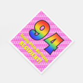 94e verjaardag: roze strips & harten, regenboognr. servet (Hoek)