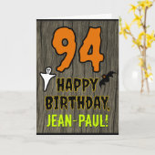 94e verjaardag: Spooky Halloween Theme, Aangepaste Kaart (Gele Bloem)