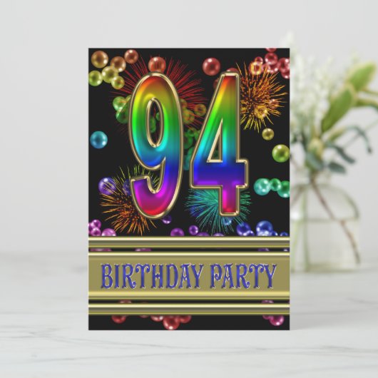 94e verjaardag Uitnodiging met bellen (Staand voorkant)