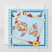 94e verjaardag Uitnodigingsbloemen, vlinders Kaart (Voorkant)