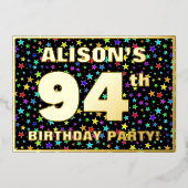 94e verjaardag van de geboorte - Fun, kleurrijk st Folie Uitnodiging (Voorkant)