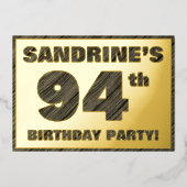 94e verjaardag van de geboorte — Vette, houten gra Folie Uitnodiging (Voorkant)