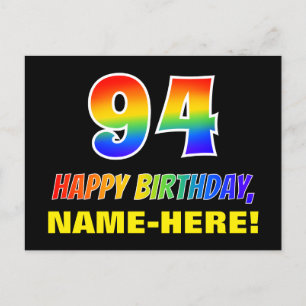 94e verjaardag: Vet, Vun, Eenvoudig, Regenboog 94 Briefkaart