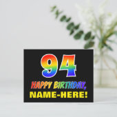 94e verjaardag: Vet, Vun, Eenvoudig, Regenboog 94 Briefkaart (Staand voorkant)