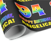 94e verjaardag: Vet, Vun, Eenvoudig, Regenboog 94 Cadeaupapier (Rol Hoek)