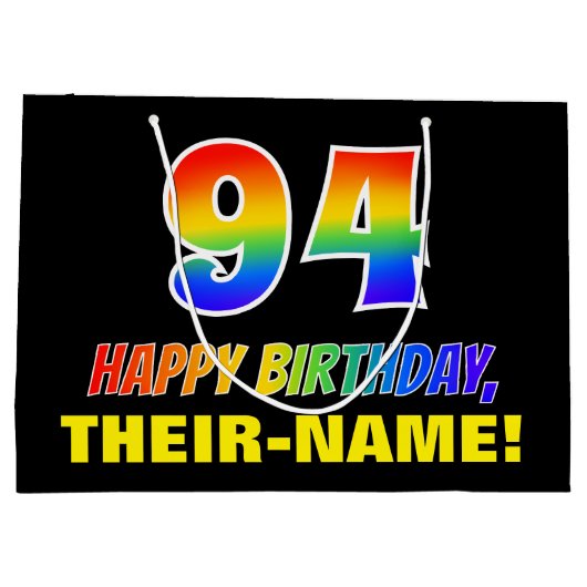 94e verjaardag: Vet, Vun, Eenvoudig, Regenboog 94 Groot Cadeauzakje (Achterkant)