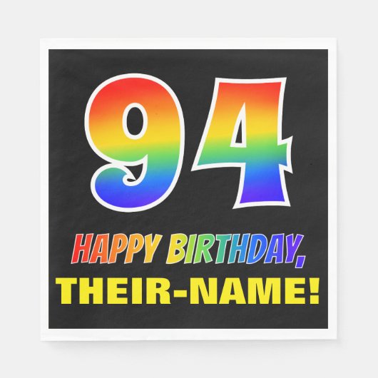 94e verjaardag: Vet, Vun, Eenvoudig, Regenboog 94 Servet (Voorkant)