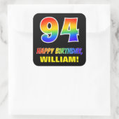 94e verjaardag: Vet, Vun, Eenvoudig, Regenboog 94 Vierkante Sticker (Tas)