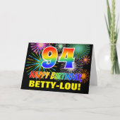 94e verjaardag: Vet, vuurwerk, regenboog 94 Kaart (Voorkant)