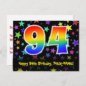94e verjaardag: vun sterpatroon, regenboog 94, naa briefkaart (Voorkant / Achterkant)