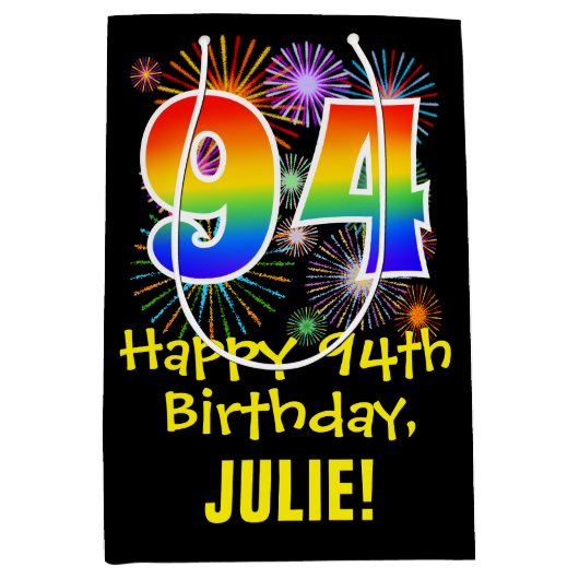 94e verjaardag: Vuurwapenpatroon van de vlinder +  Medium Cadeauzakje (Voorkant)