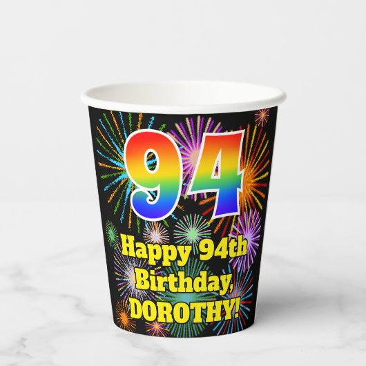 94e verjaardag: Vuurwapenpatroon van de vlinder +  Papieren Bekers (Achterkant)