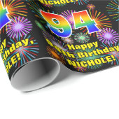94e verjaardag: vuurwerk, regenboogblik # "94" cadeaupapier (Rol Hoek)