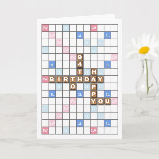 94e verjaardag, woordspelbord kaart (Kleine Plant)