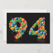 94e verjaardagsfeest, met bubbels en ballen kaart (Voorkant)
