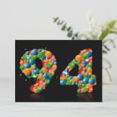 94e verjaardagsfeest, met bubbels en ballen kaart (Staand voorkant)