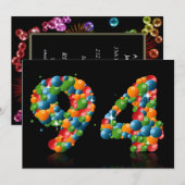 94e verjaardagsfeest, met bubbels en ballen kaart (Voorkant / Achterkant)