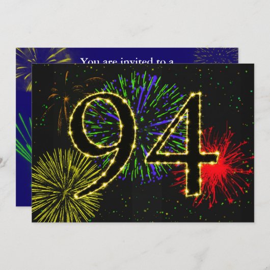94e verjaardagsfeest uitnodigen kaart (Voorkant / Achterkant)