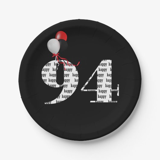 94e verjaardagsfeestballonnen papieren bordje (Voorkant)