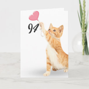 94e verjaardagstablet kat met hartballon kaart