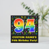 94e verpartijfeest: Leuke muzieksymbolen, regenboo Kaart (Staand voorkant)