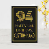 94ste verjaardag: Art Deco Geïnspireerd als "94" & Kaart (Gele Bloem)