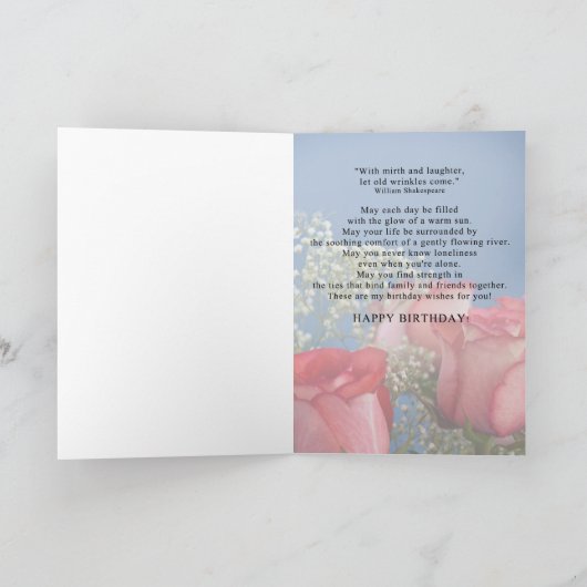 94ste verjaardag Kaart met rode rozen (Binnen)