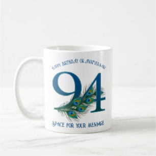 94ste verjaardag Pauwveer Aanpasbaar Koffiemok