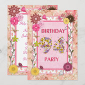 94ste verjaardagsfeestje met bloemenfeest lijst kaart (Voorkant / Achterkant)