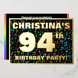 94ste verpartijfeest — Leuke, kleurrijke muziek sy Folie Uitnodiging