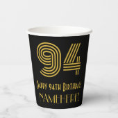 94th Birthday: Art Deco Inspired Look “94” & Name Papieren Bekers (Achterkant)